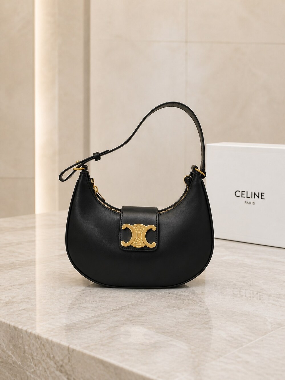 Celine Calfskin Shoulder Carry Bag | Ava Triomphe Medium